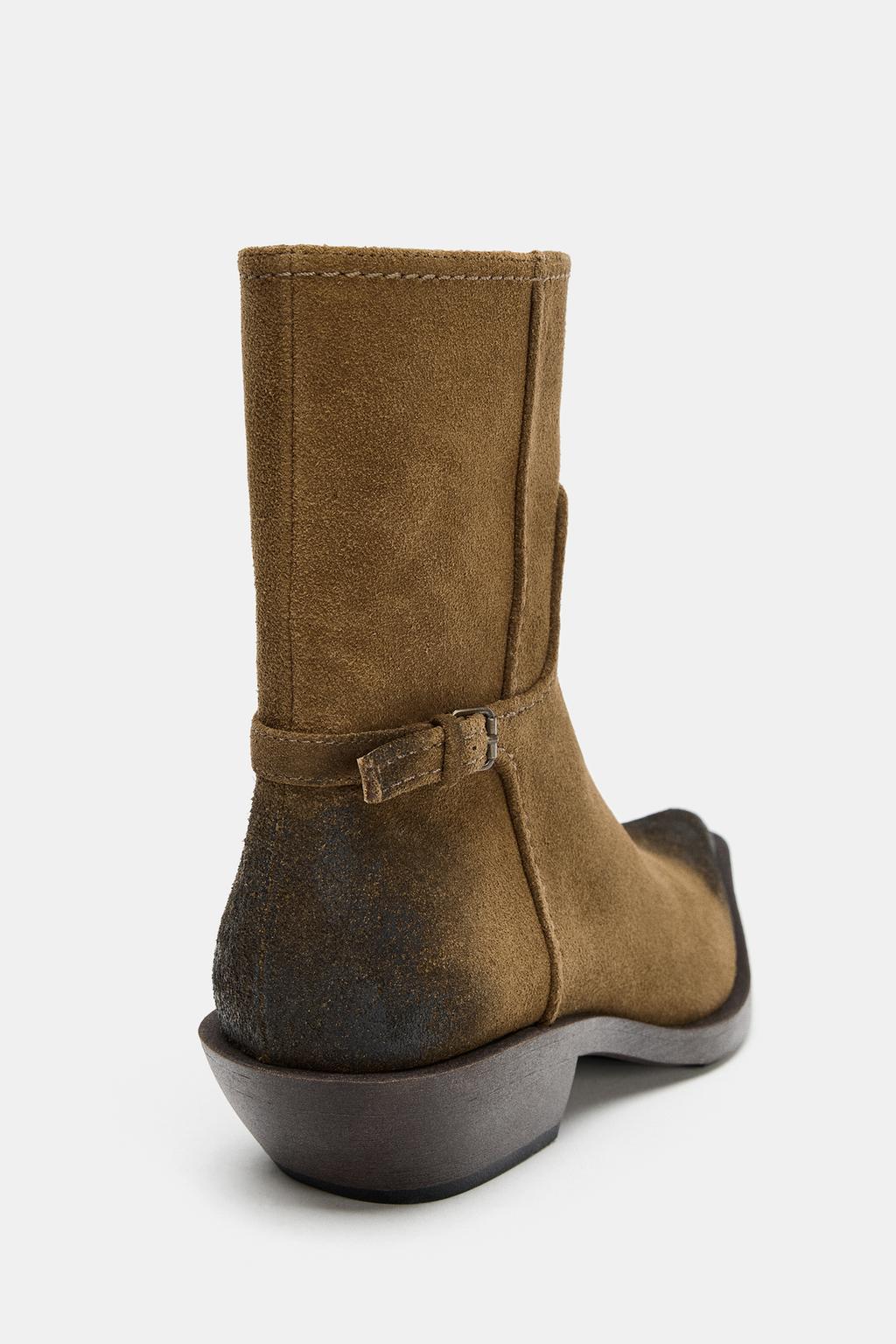 КОЖАНЫЕ БОТИНКИ С ЭФФЕКТОМ ПОТЕРТОСТИ