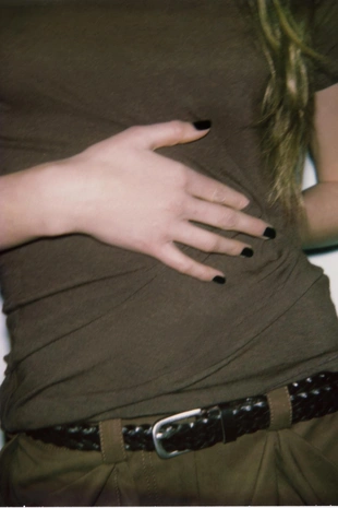 Футболка с асимметричным высоким воротником