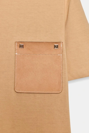 Футболка с контрастным карманом- Заказать в России