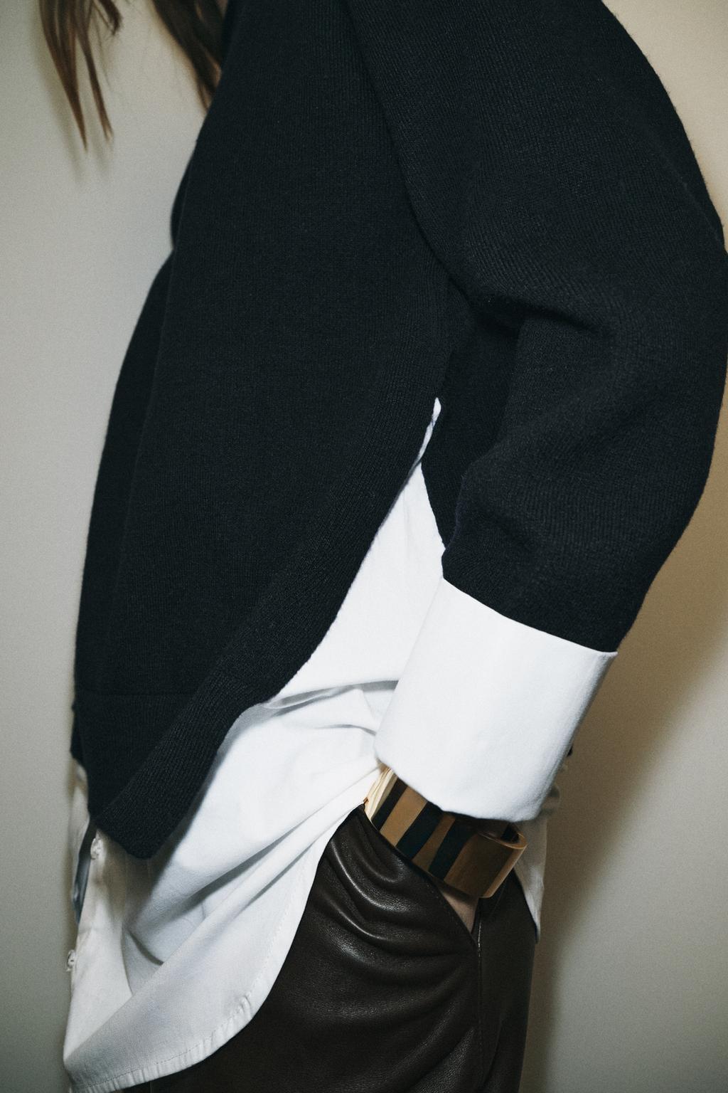 СВИТЕР С КОМБИНИРОВАННЫМ ПОПЛИНОМ