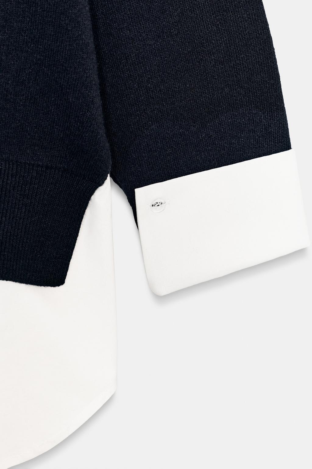 СВИТЕР С КОМБИНИРОВАННЫМ ПОПЛИНОМ