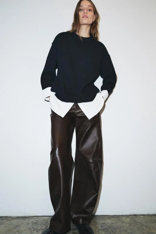 Свитер с комбинированным поплином- Заказать в России