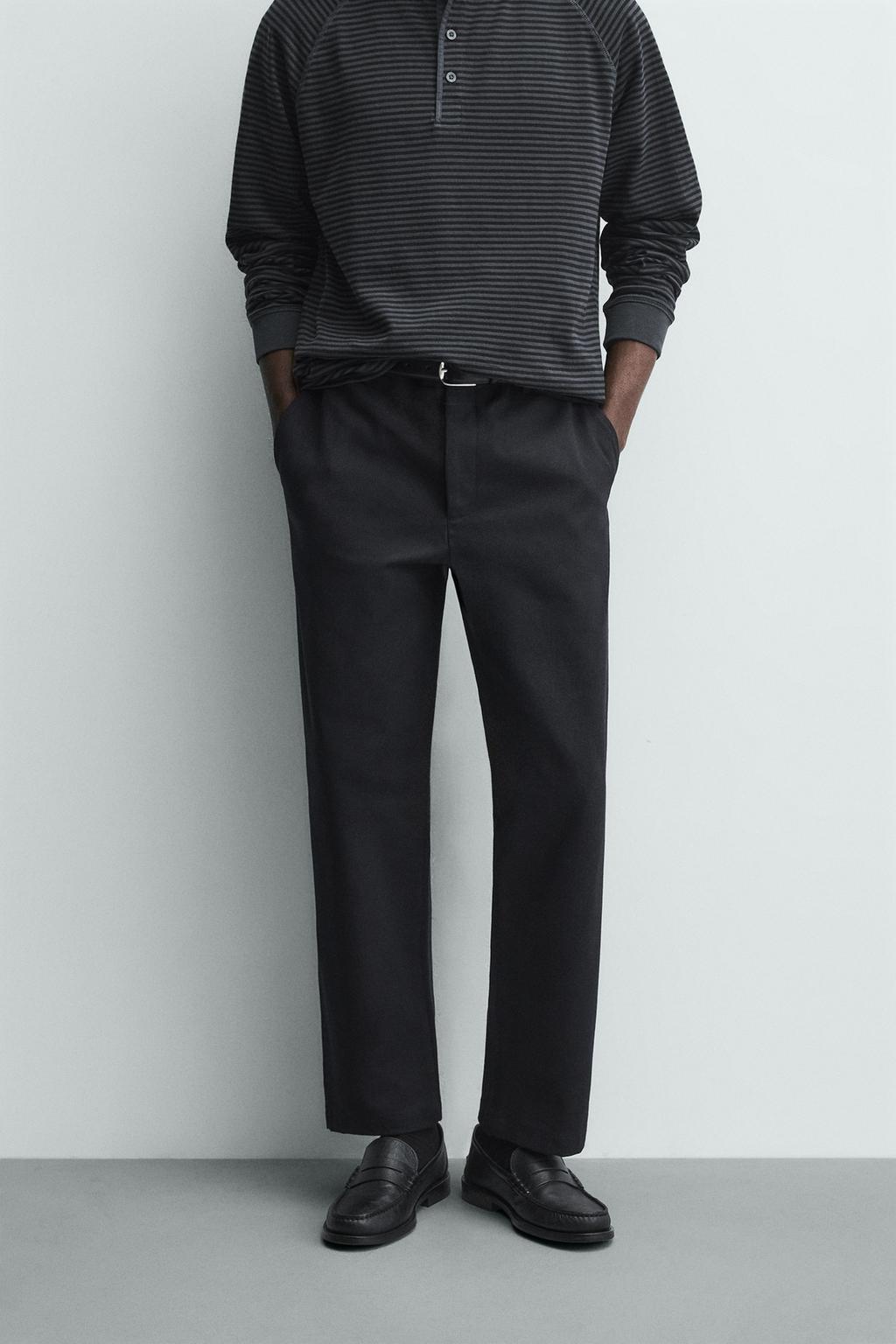 БРЮКИ STRAIGHT FIT ИЗ РЕЛЬЕФНОЙ ТКАНИ