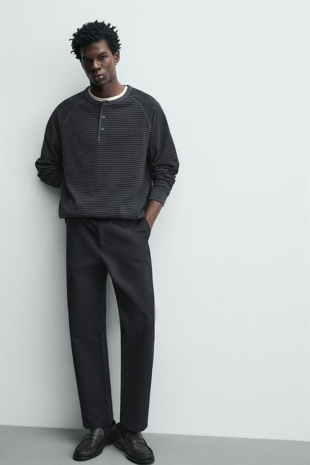 БРЮКИ STRAIGHT FIT ИЗ РЕЛЬЕФНОЙ ТКАНИ