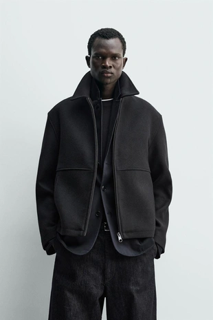 Куртка-бомбер из ткани «ёлочка» на молнии- Заказать в России