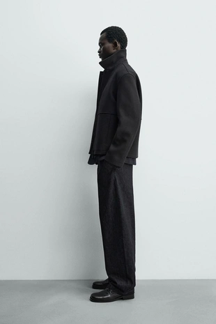 Куртка-бомбер из ткани «ёлочка» на молнии- Заказать в России