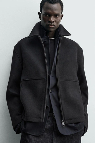 Куртка-бомбер из ткани «ёлочка» на молнии- Заказать в России