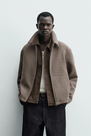 Куртка из ткани «ёлочка» на молнии- Заказать в России