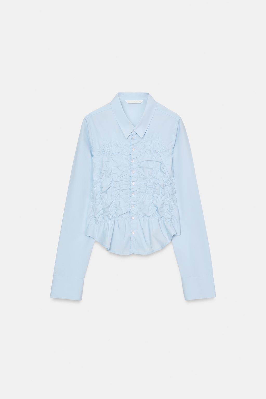 РУБАШКА ИЗ ПОПЛИНА С ЭЛАСТИЧНЫМИ СБОРКАМИ