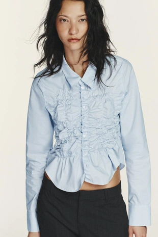 Рубашка из поплина с эластичными сборками- Заказать в России