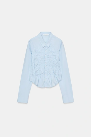 Рубашка из поплина с эластичными сборками- Заказать в России