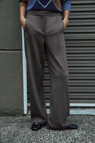 Брюки прямого кроя с высокой посадкой- Заказать в России