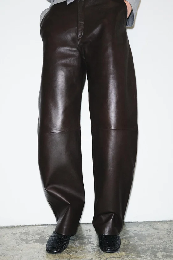 БРЮКИ-БАЛЛОНЫ ИЗ 100% КОЖИ коллекция Zara «ZW»