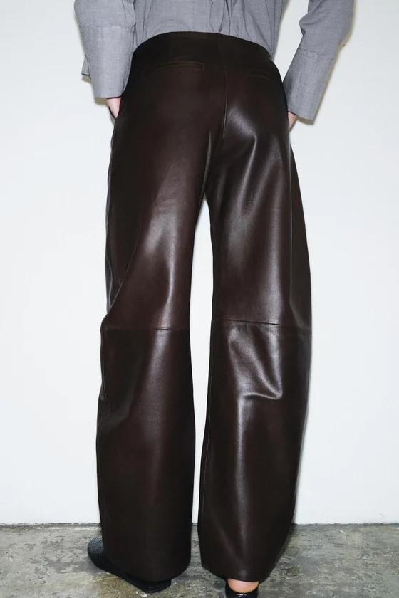 БРЮКИ-БАЛЛОНЫ ИЗ 100% КОЖИ коллекция Zara «ZW»