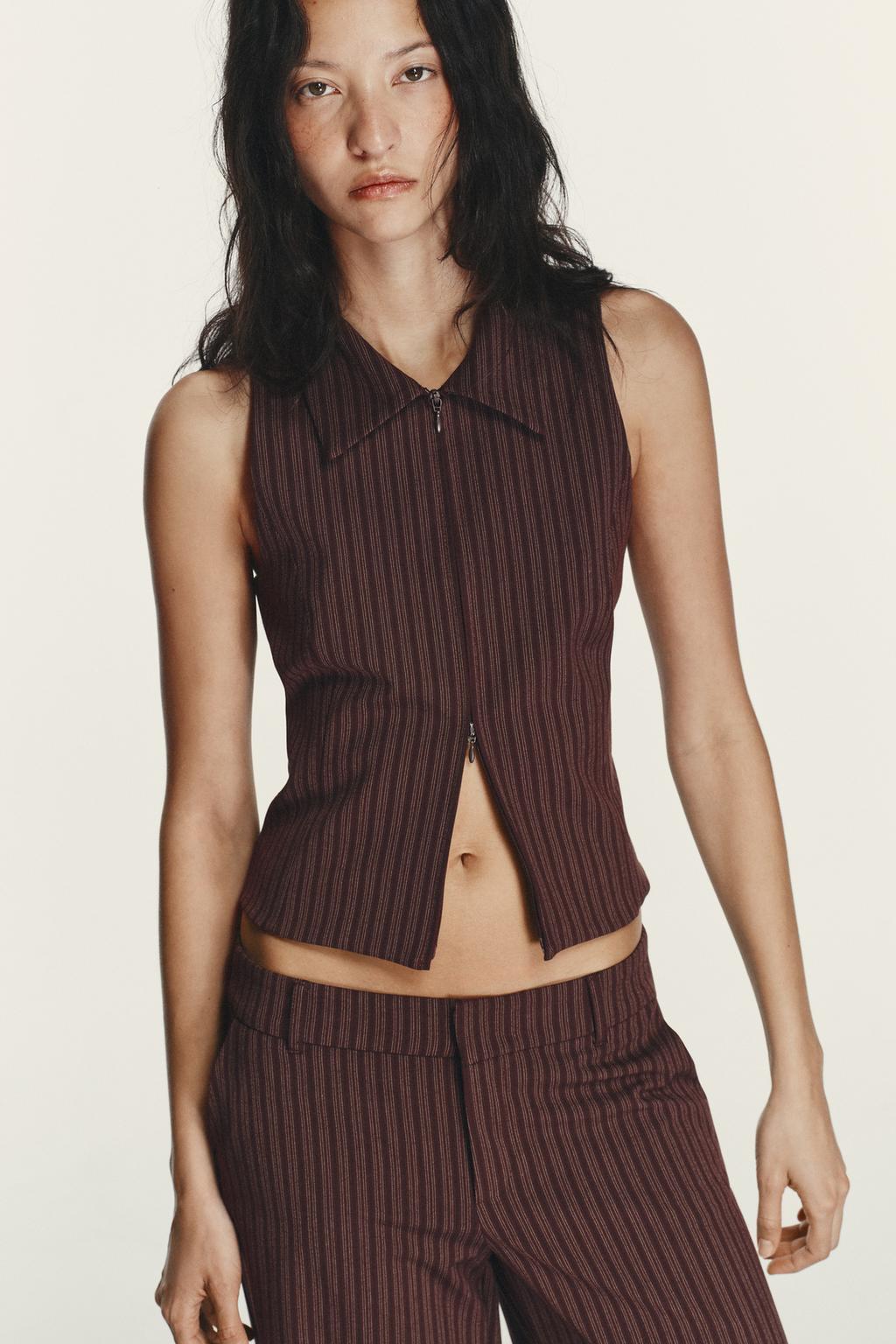 РАСКЛЕШЕННЫЕ БРЮКИ В ПОЛОСКУ С НИЗКОЙ ПОСАДКОЙ