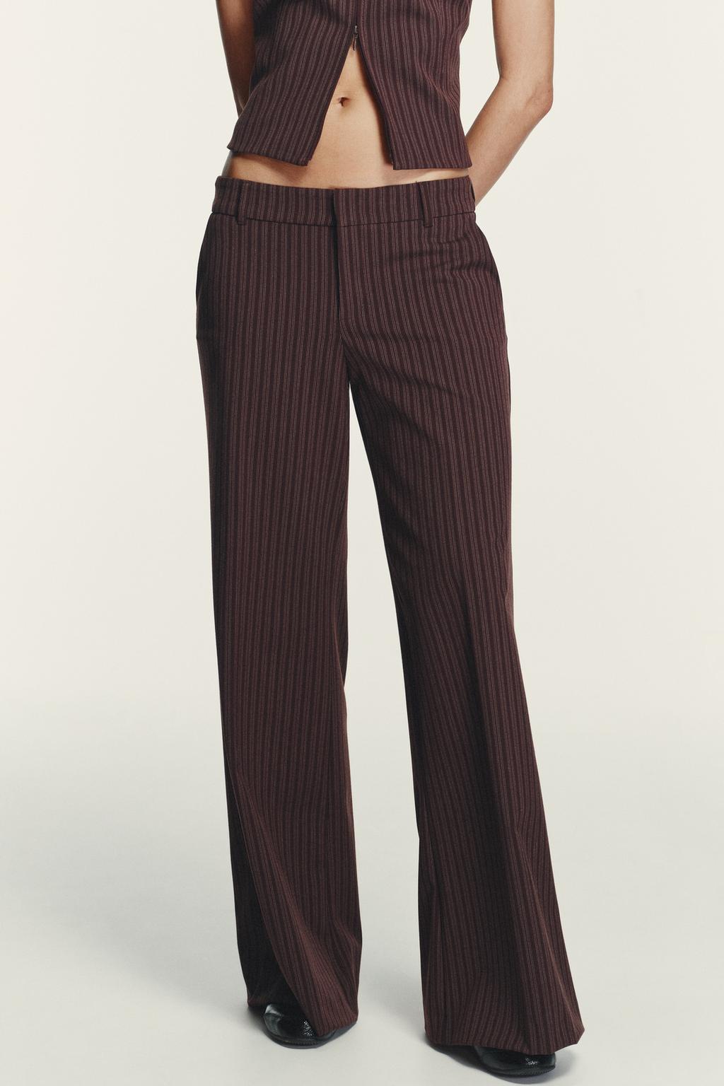 РАСКЛЕШЕННЫЕ БРЮКИ В ПОЛОСКУ С НИЗКОЙ ПОСАДКОЙ