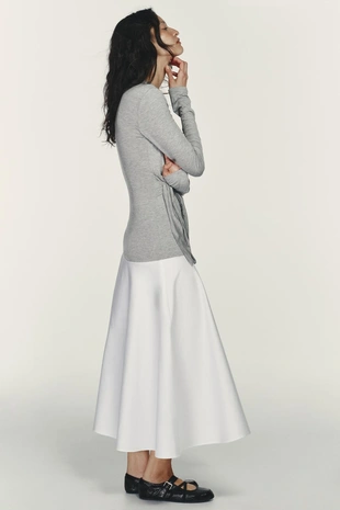 Комбинированное платье миди с завязками- Заказать в России