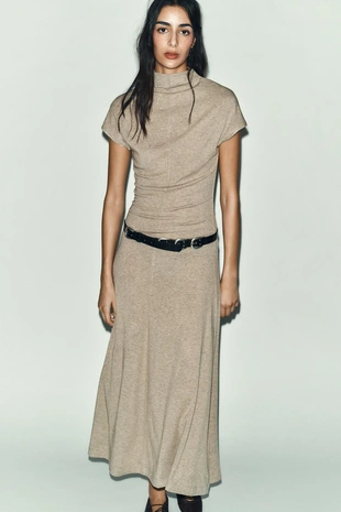 Купить Zara Макси-платье с воротником-стойкой