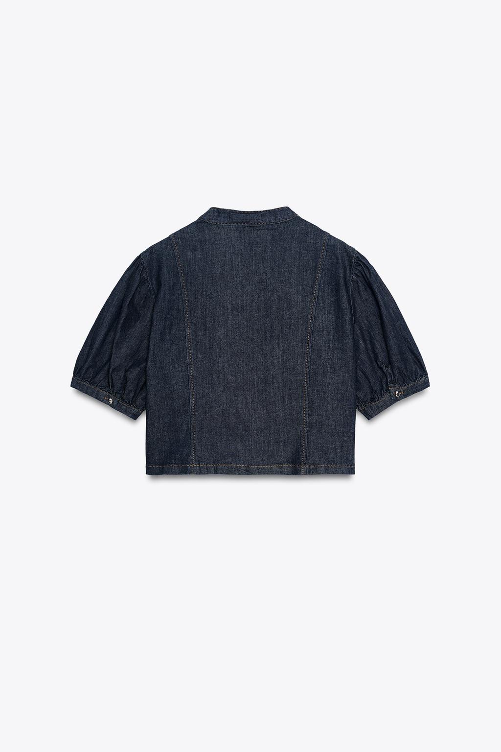 ДЖИНСОВАЯ РУБАШКА Z1975 С КОРОТКИМИ РУКАВАМИ-БУФАМИ