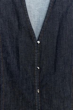 Джинсовая рубашка Z1975 с короткими рукавами-буфами- Заказать в России