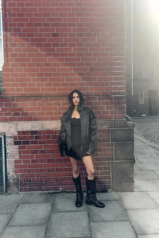 Black | 4391/892/800 - Zara Куртка из искусственной кожи