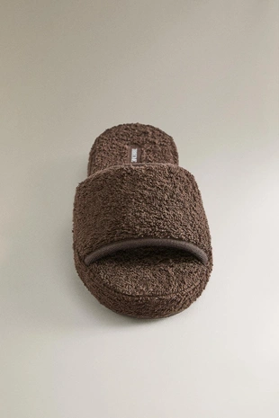 Тапочки на платформе из махровой ткани- Заказать в России