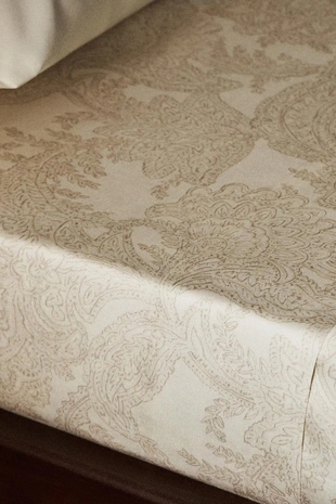 Простыня с рисунком пейсли из хлопкового сатина- Заказать в России