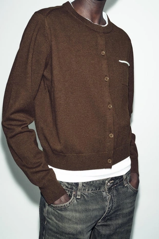 Комбинированный кардиган- Заказать в России