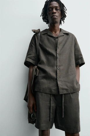 Шорты RELAXED FIT из 100% льна- Заказать в России