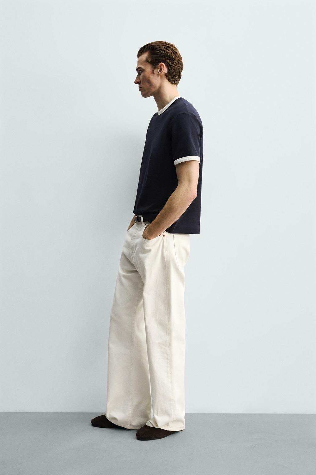 ФУТБОЛКА В РУБЧИК С КОНТРАСТНОЙ ОТДЕЛКОЙ БАЗОВАЯ