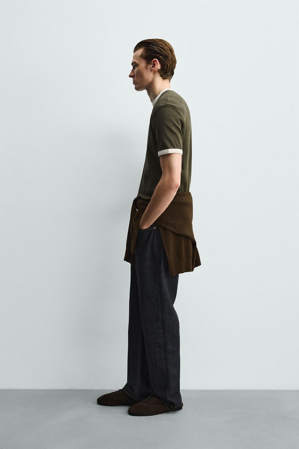 ФУТБОЛКА В РУБЧИК С КОНТРАСТНОЙ ОТДЕЛКОЙ БАЗОВАЯ