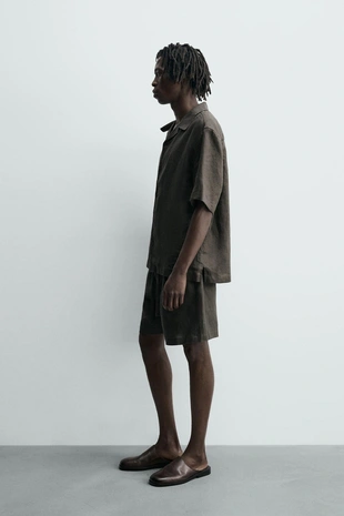 Рубашка свободного кроя из 100% льна- Заказать в России