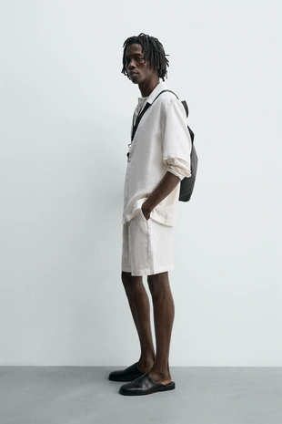 Рубашка свободного кроя из 100% льна- Заказать в России