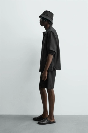 Рубашка свободного кроя из 100% льна- Заказать в России