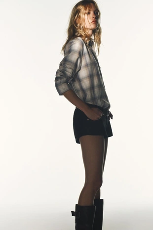 Мини-шорты TRF из денима с высокой посадкой- Заказать в России