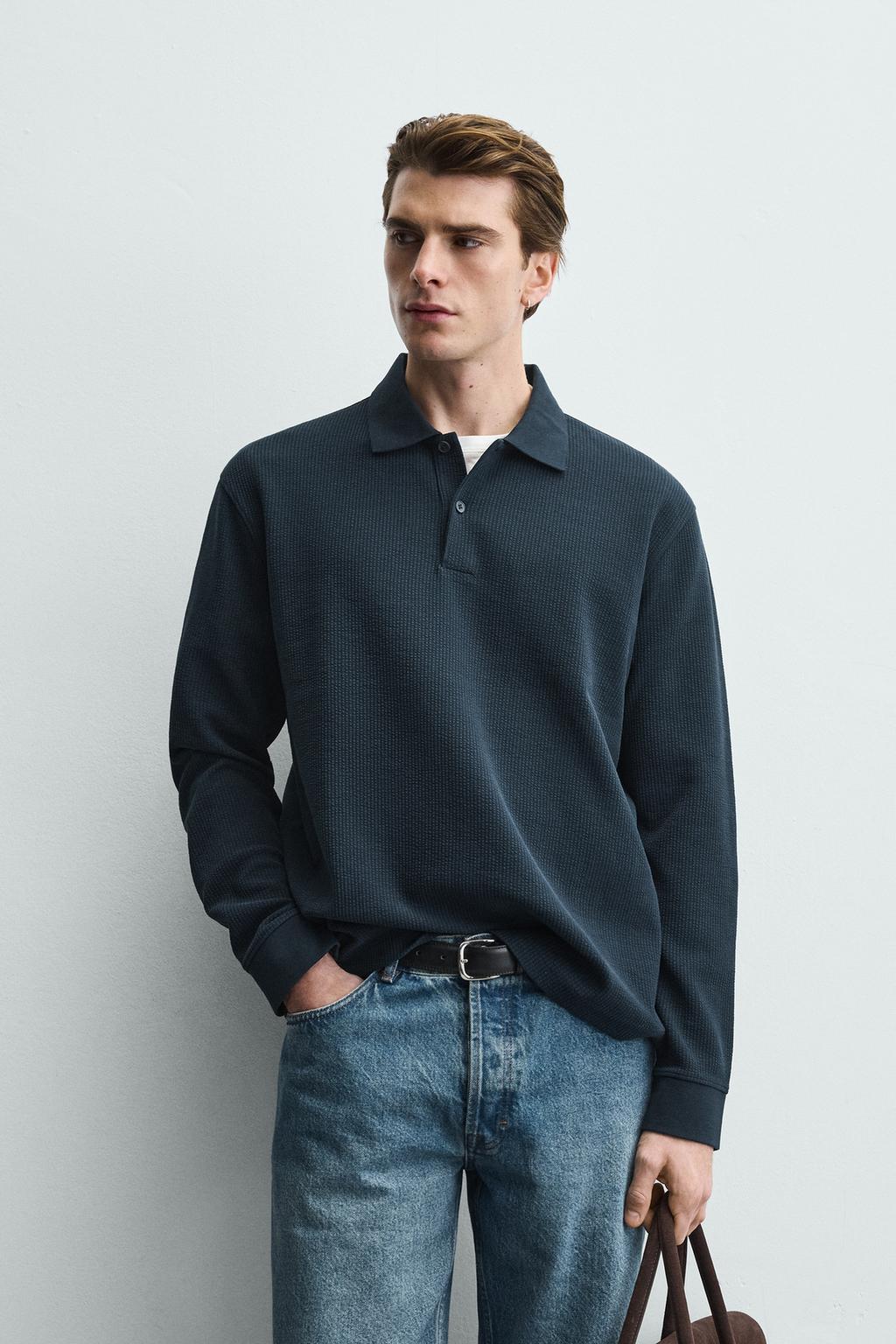 ПОЛО В ПОЛОСКУ ИЗ РЕЛЬЕФНОГО ТРИКОТАЖА