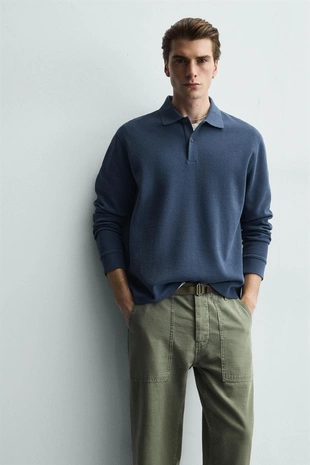 Поло в полоску из рельефного трикотажа- Заказать в России