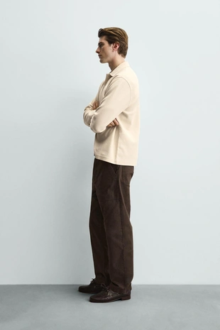 Поло в полоску с рельефной текстурой