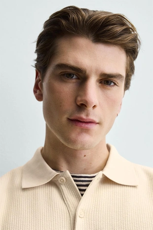 Поло в полоску с рельефной текстурой- Заказать в России