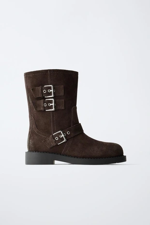 Кожаные ботинки с пряжками- Заказать в России