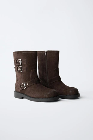 Кожаные ботинки с пряжками- Заказать в России