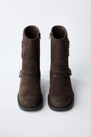 Кожаные ботинки с пряжками- Заказать в России