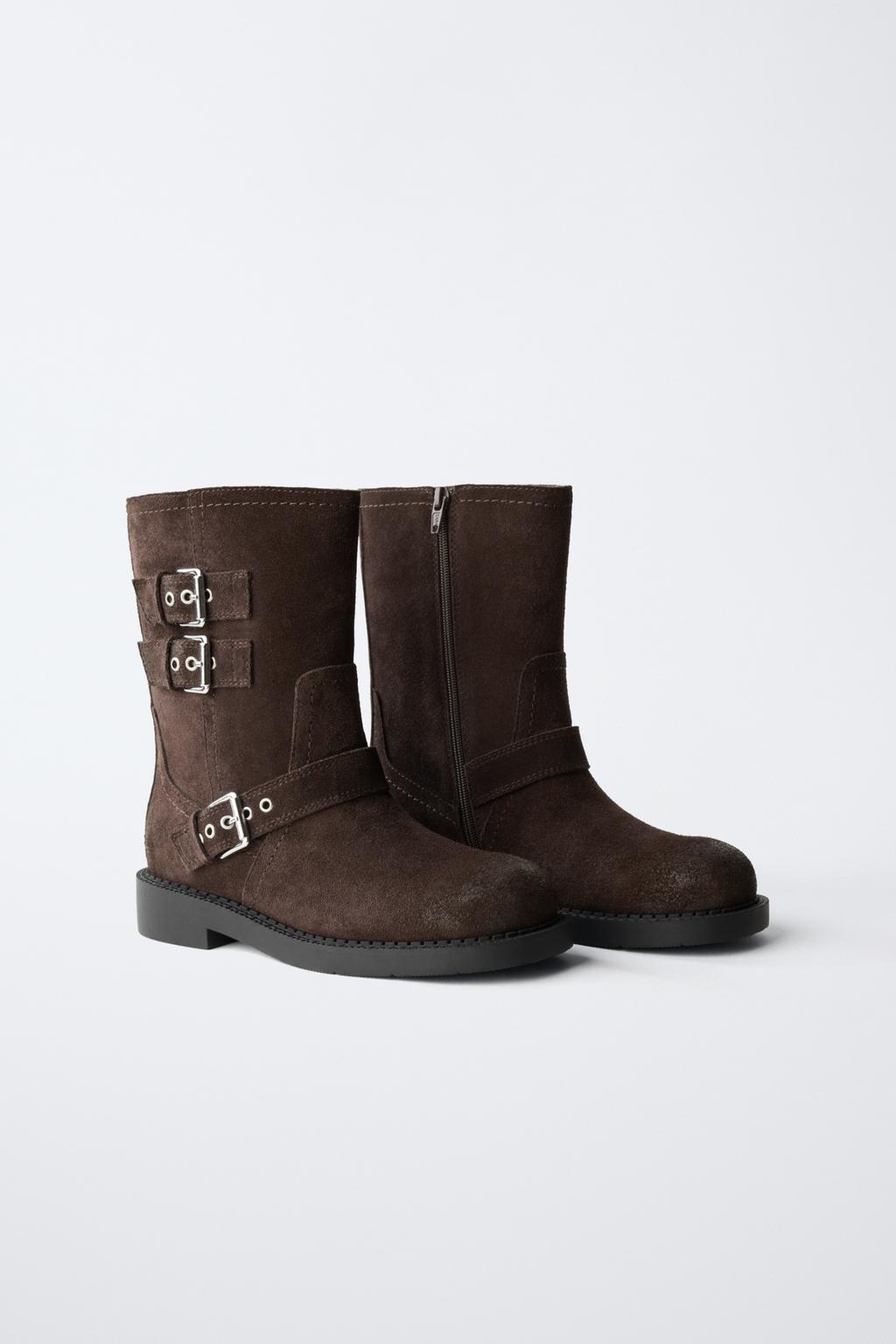 КОЖАНЫЕ БОТИНКИ С ПРЯЖКАМИ