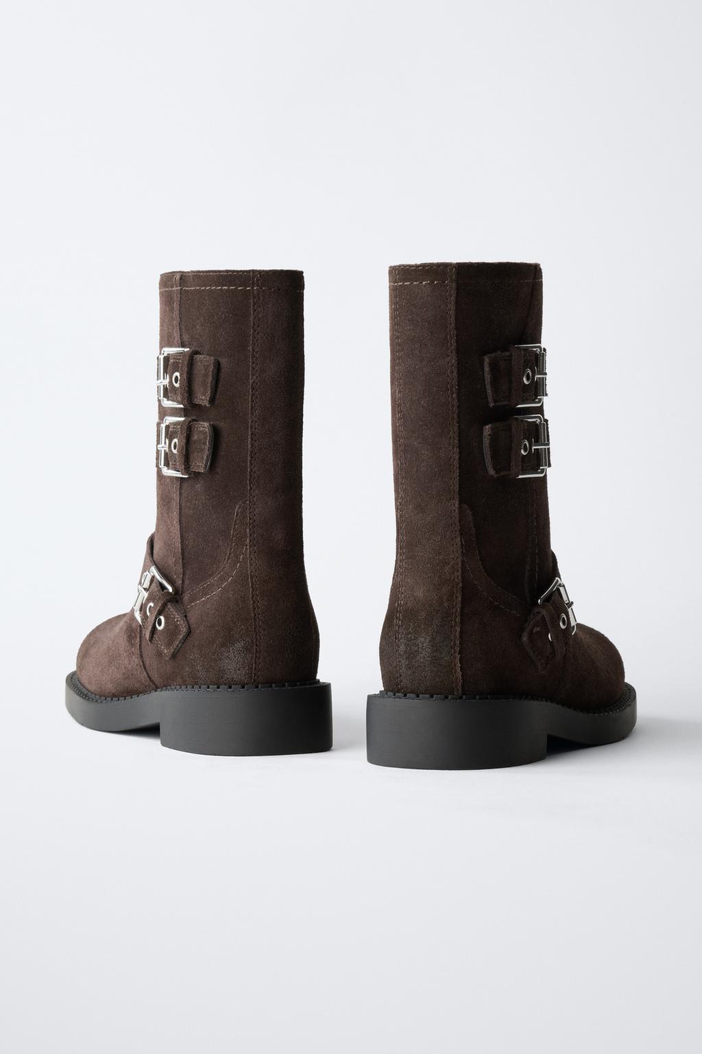 КОЖАНЫЕ БОТИНКИ С ПРЯЖКАМИ