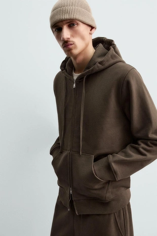 Толстовка на молнии с капюшоном из плотной ткани- Заказать в России