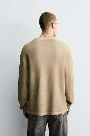 Толстовка с вафельной структурой и принтом- Заказать в России