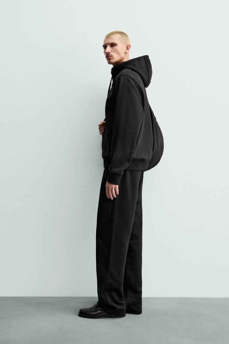 Толстовка с капюшоном с двусторонней молнией из плотного хлопкового полотна