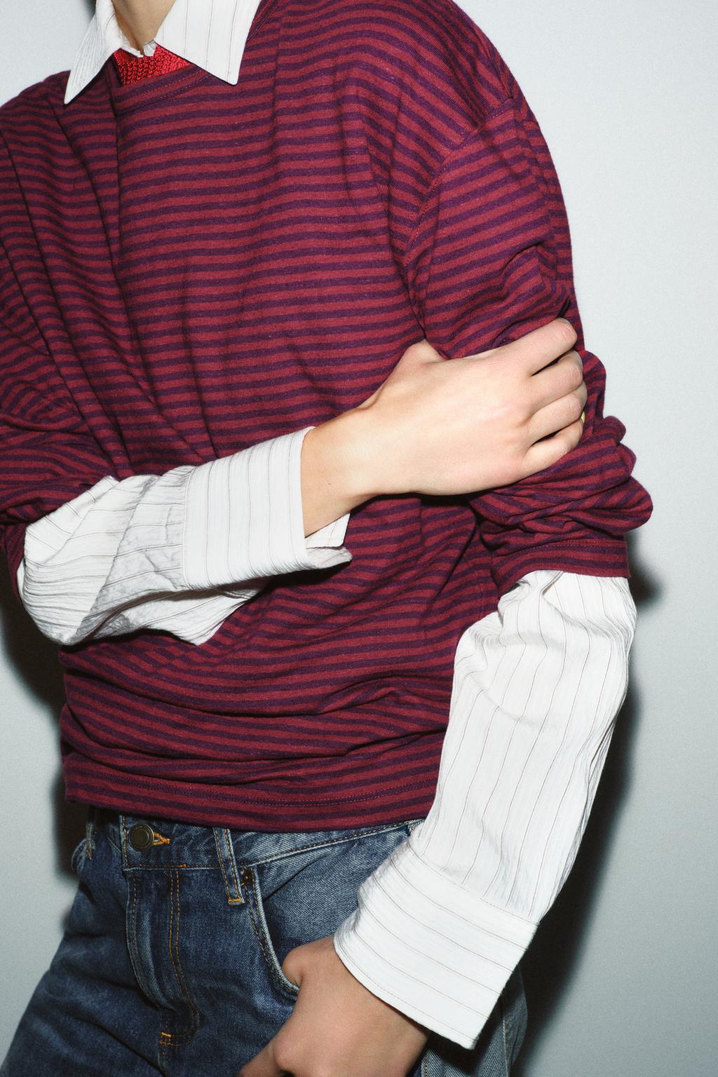 ФУТБОЛКА В ПОЛОСКУ ИЗ ХЛОПКА И ЛЬНА