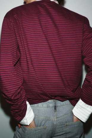 Футболка в полоску из хлопка и льна