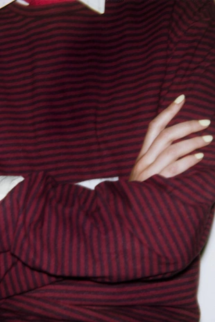 Футболка в полоску из хлопка и льна